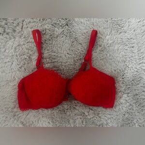 aerie Red Lace Push-Up Bra with Adjustable Straps